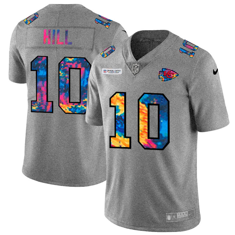 NFL Kansas City Chiefs #10 Tyreek Hill Men Nike MultiColor 2020  Crucial Catch  Jersey Grey->carolina panthers->NFL Jersey